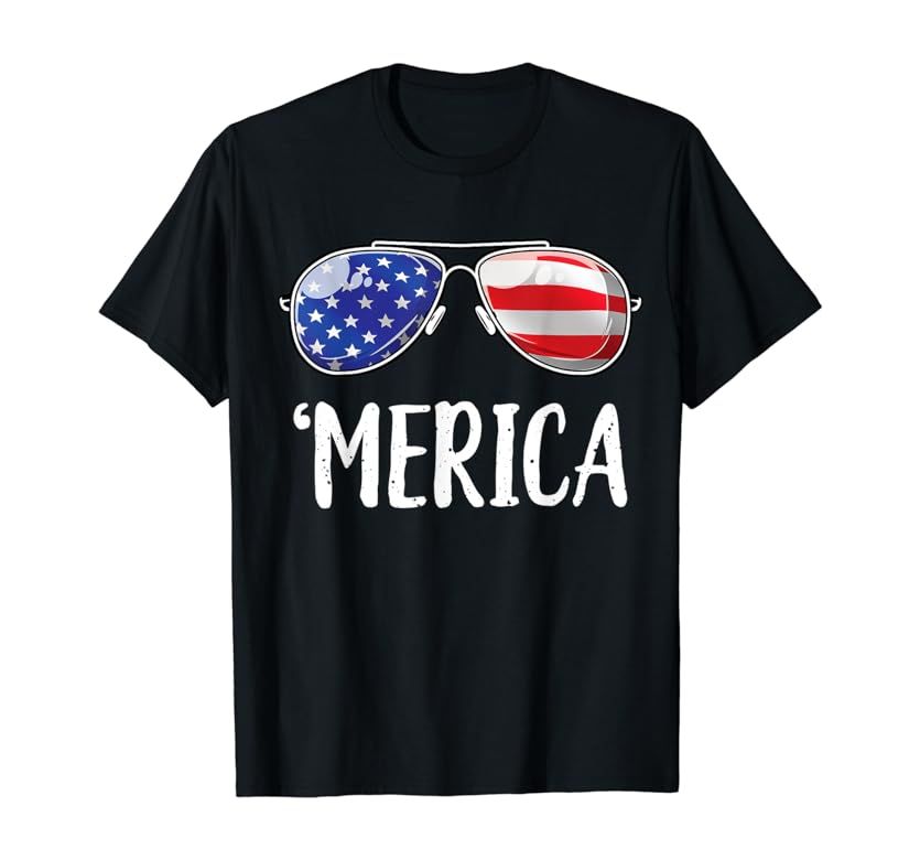 Merica Sunglasses 4th of July T shirt Kids Boys Girls Men US T-Shirt | Amazon (US)
