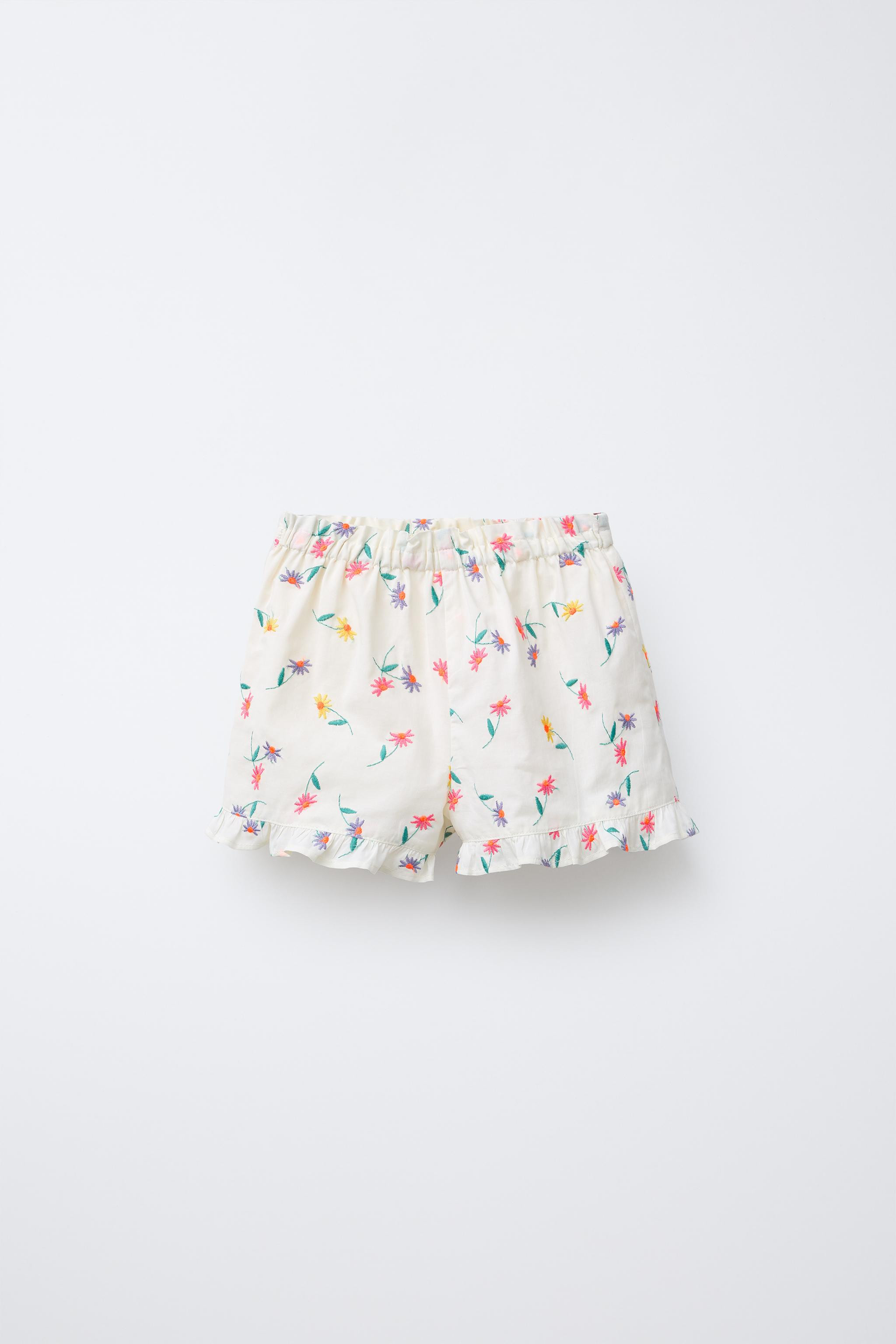 EMBROIDERED FLORAL SHORTS | Zara US