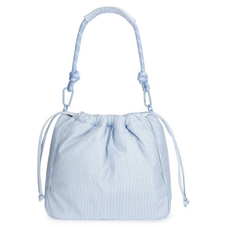 No Boundaries Women's Bungee Drawstring Bag, Blue Sky Stripe | Walmart (US)