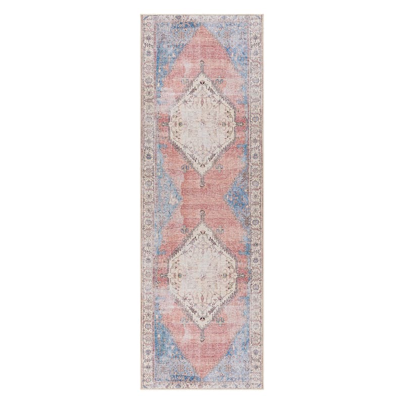 (B783) Found & Fable Amelie Multi Medallion Washable Runner, 2x7 | At Home