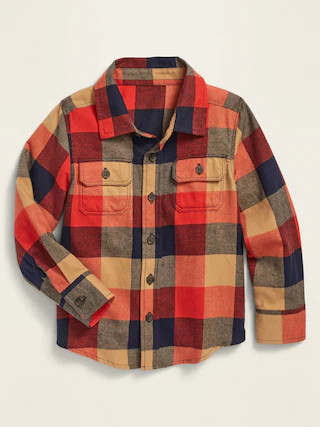 Long-Sleeve Plaid Pocket Utility Shirt for Toddler Boys | Old Navy (US)