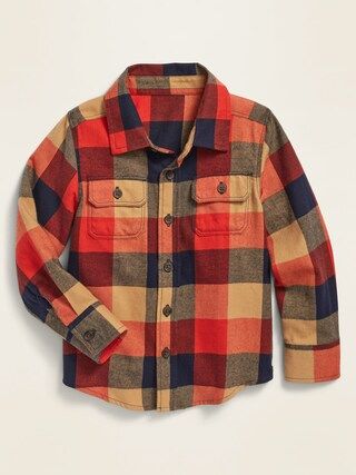 Long-Sleeve Plaid Pocket Utility Shirt for Toddler Boys | Old Navy (US)