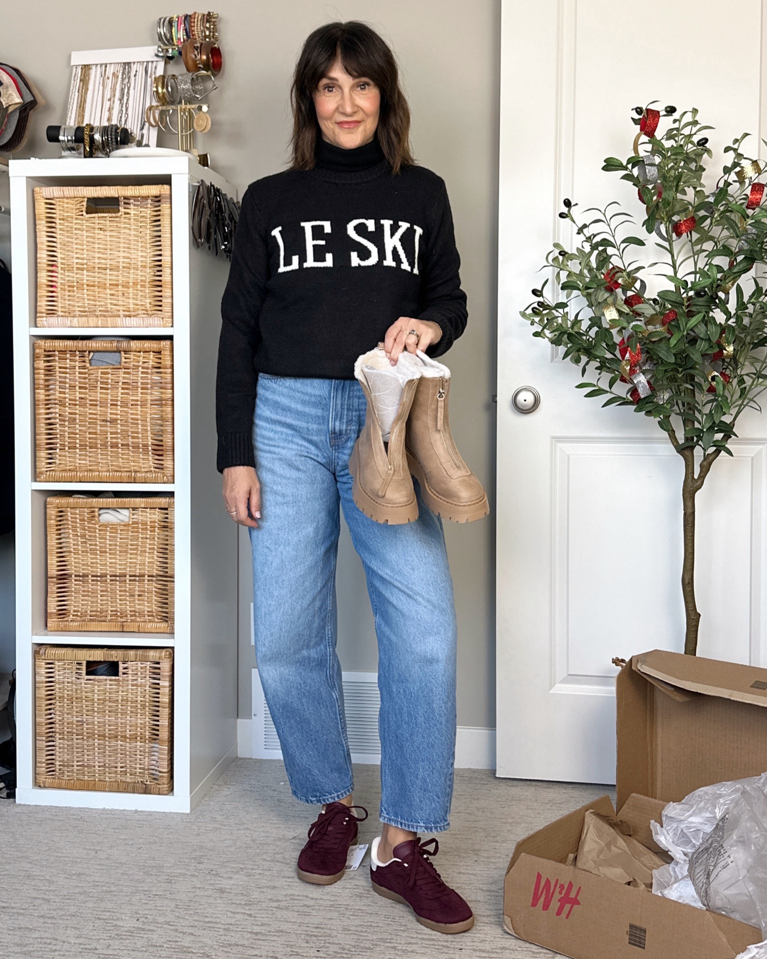 Rest of my H&M order!
I’m 5’ 7” size 4ish, I sized up to M in the sweater cause I have long arms. It’s surprisingly not itchy.
I’m size 7.5 in shoes and the boots are size 8 and the sneakers 7 and they both fit great.
Jeans are also H&M and have been a bestseller since I shared them in September. I’m wearing my usual size 4


#LTKFindsUnder50 #LTKShoeCrush #LTKStyleTip