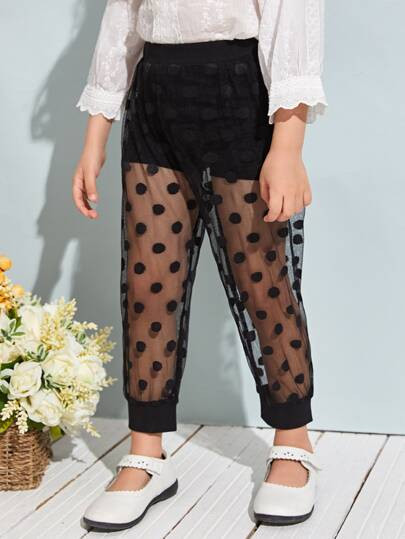 Toddler Girls Contrast Dobby Mesh Carrot Pants | SHEIN