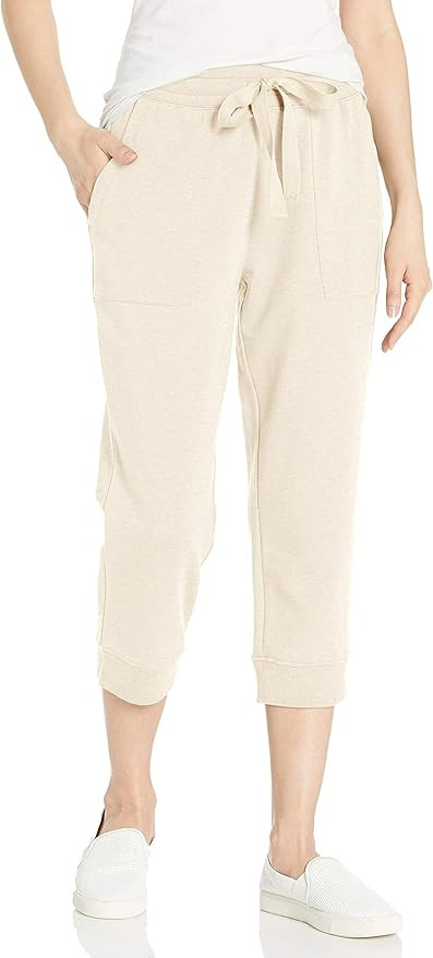 Amazon Brand - Terry Cotton & Modal Quarter-Zip Sweatshirt and Crop Jogger Set | Amazon (US)