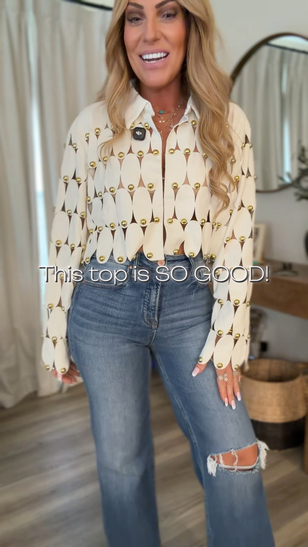 Western with a little edge 🤎 This cropped faux leather top with gold studs and cutout details is such a statement piece. Pair it with denim and boots and you’re ready to go.