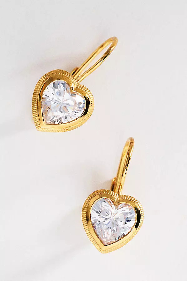 Heart Drop Bezel Earrings | Anthropologie (US)