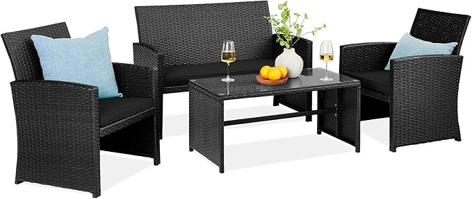 Best Choice Products 4-Piece Outdoor Wicker Patio Conversation Furniture Set for Backyard w/Coffe... | Amazon (US)