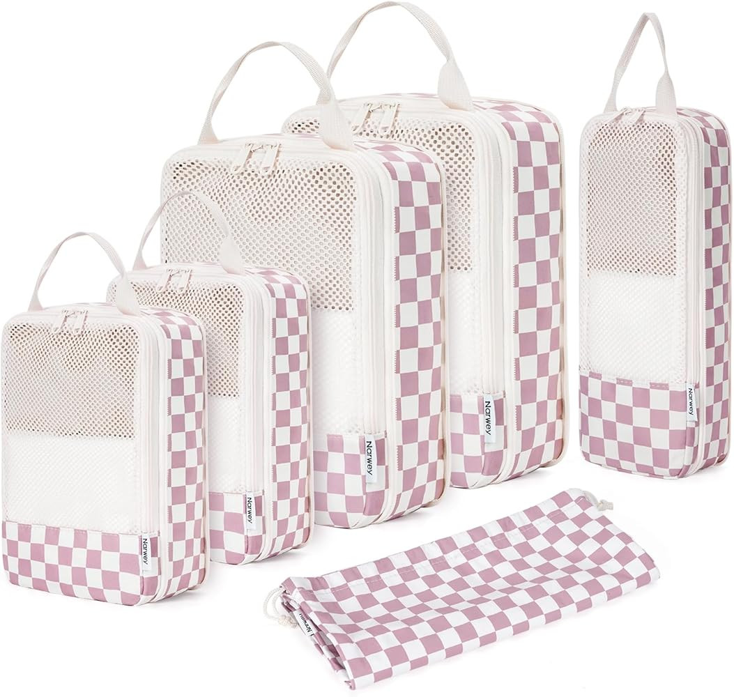 Narwey 6 Set/5 Set Compression Packing Cubes for Travel Kids Women Carry on, Packing Organizers B... | Amazon (US)
