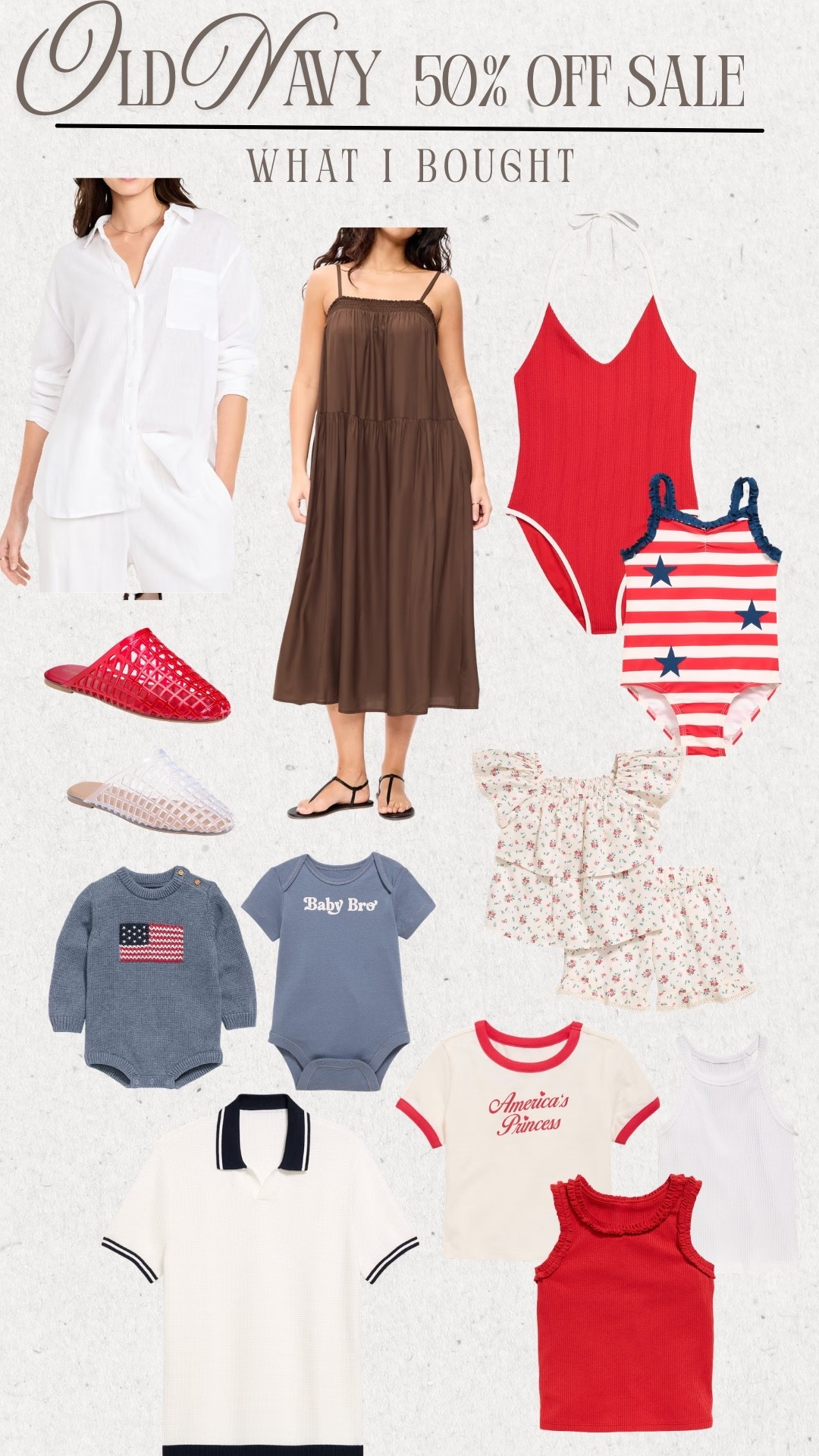 Everything I bought from the old navy summer sale!! 50% off almost everything 🇺🇸🤍✨

#LTKSeasonal #LTKSaleAlert #LTKSwim