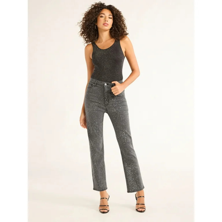 Sofia Jeans Women's Paloma Slim Straight High Rise Crop Pants, 26" Inseam, Sizes 0-20 | Walmart (US)