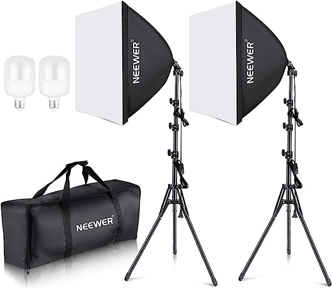 NEEWER 700W Equivalent Softbox Lighting Kit, 2Pack UL Certified 5700K LED Lighting Bulbs, 24x24 i... | Amazon (US)