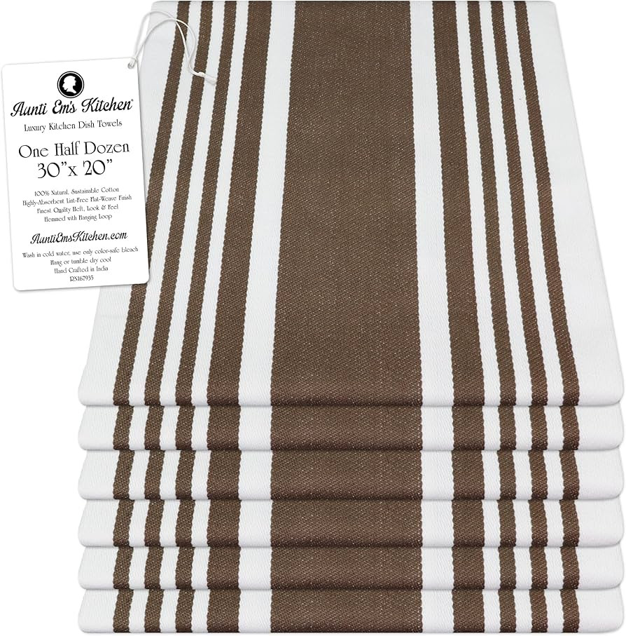 Aunti Em's Kitchen Designer Hand and Kitchen Dish Towels Woven from 100% Responsibly-Farmed, Thic... | Amazon (US)