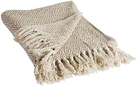 DII Rustic Farmhouse Double Diamond Woven Throw, 50x60, Stone | Amazon (US)