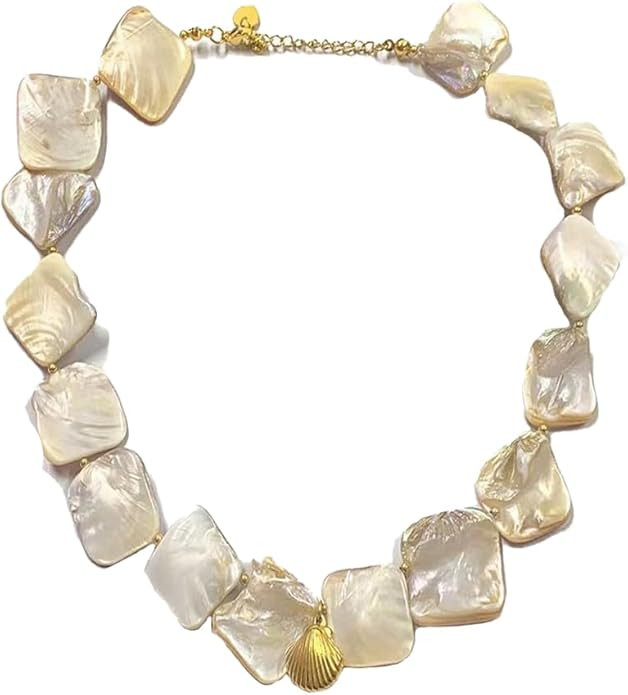 Irregular Pearl Choker for Women Summer Beach Shell Necklace Boho Conch Starfish Pendent Natural ... | Amazon (US)