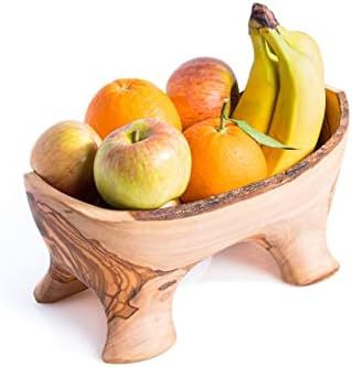 Darido Obstschale Holz - 27 cm oval Rustikale Olivenholz Obstschale - Servierkorb für Obst, Brot, Sa | Amazon (DE)