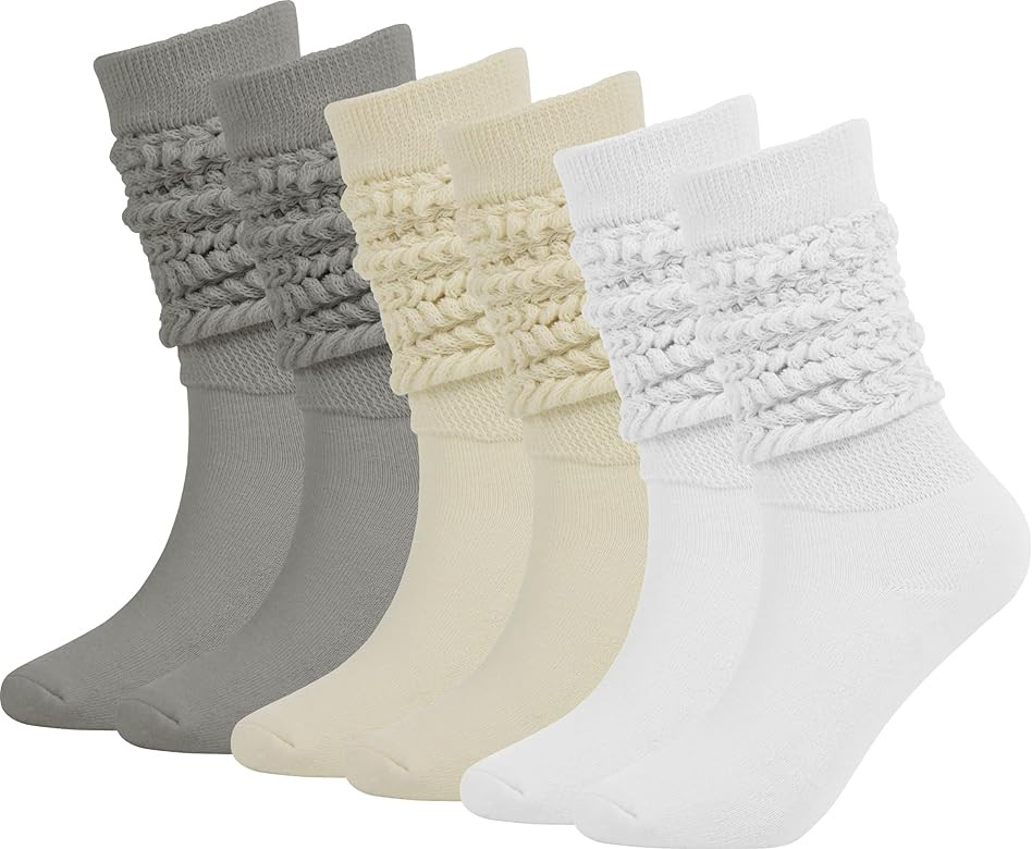 Sooneeya Slouch Socks Women - Knee High Scrunch Socks - Boot Socks for Women Size 5-11 | Amazon (US)