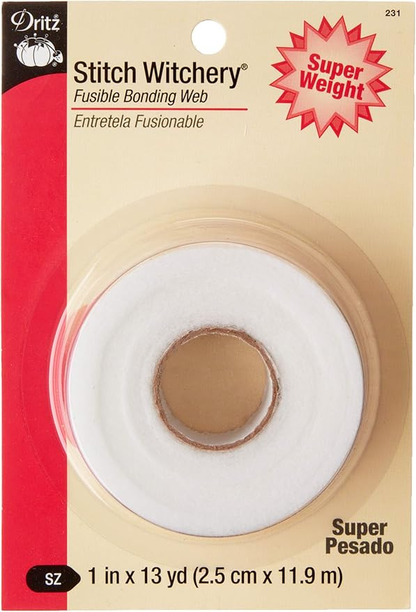 Dritz Stitch Witchery Fusible, Super Weight, 1 Roll, White Bonding Web, 1-Inch X 13-Yards | Amazon (US)