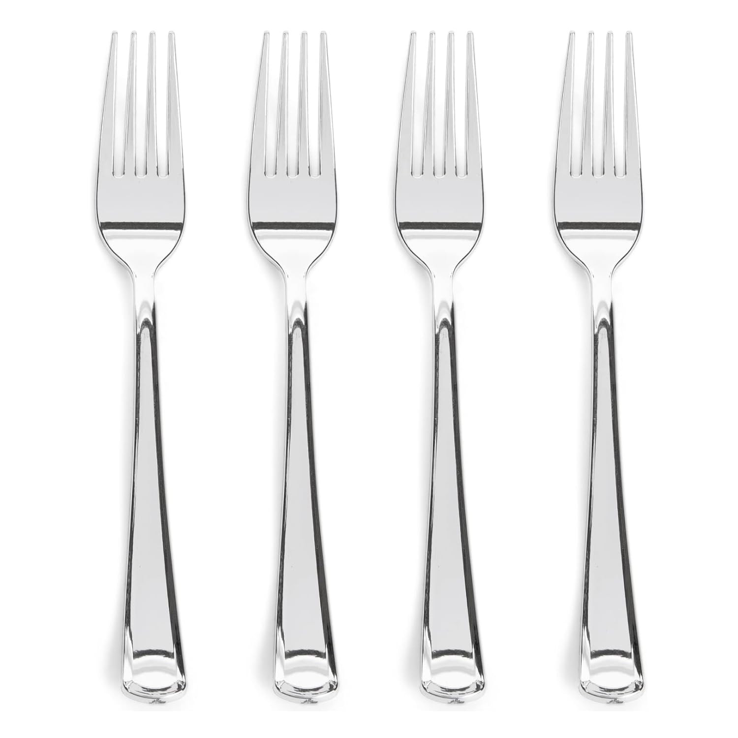 Prestee 100 Pack Silver Plastic Forks Heavy-Duty - Elegant Disposable Silverware Forks - Fancy Pl... | Amazon (US)