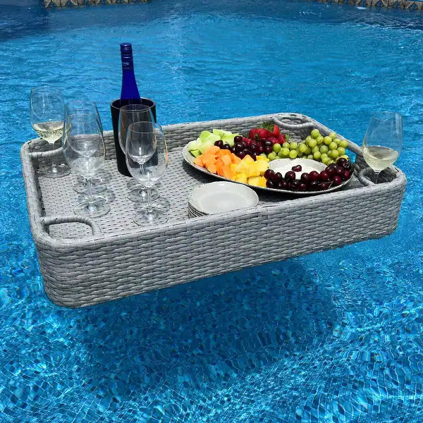 Sunjoy Floating Pool Tray 36x24'' Aluminum Frame Pool Accessory Tray - Bed Bath & Beyond - 389431... | Bed Bath & Beyond