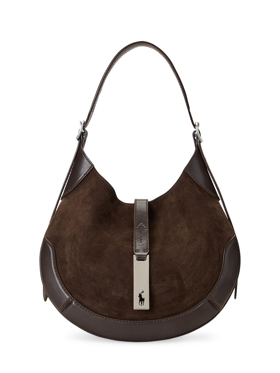 Women's Polo ID Small Suede Shoulder Bag - Chocolate | Saks Fifth Avenue