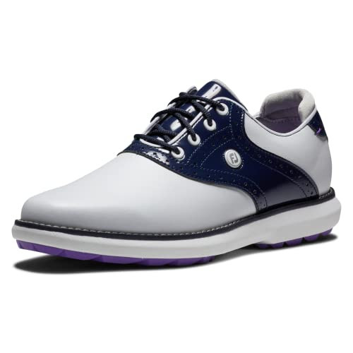 FootJoy Women's Traditions Spikeless Previous Season Style Golf Shoe, White/Navy, 6.5 | Amazon (US)