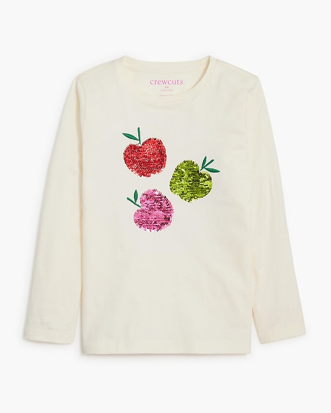 Girls' long-sleeve sequin apple graphic tee | J.Crew Factory