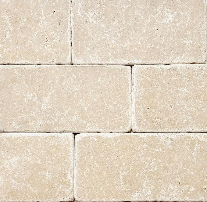 3x6 Light Travertine Tumbled Antiqued Wall Floor Natural Stone Tile (8) | Amazon (US)