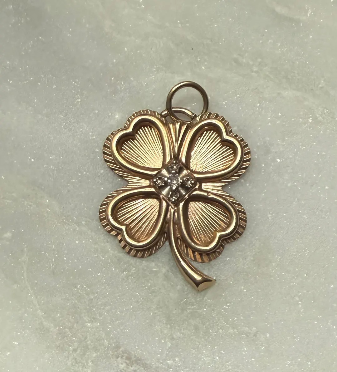 10K Solid Gold Engine Turned Clover Conversion Pendant | Etsy (US)