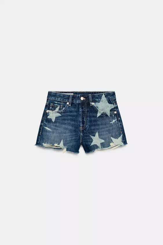 TRF MID-RISE STAR DENIM SHORTS | Zara US