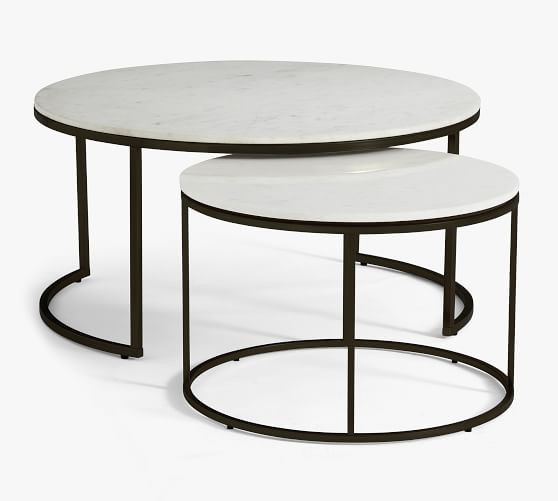 Delaney Round Marble Nesting Coffee Tables | Pottery Barn (US)