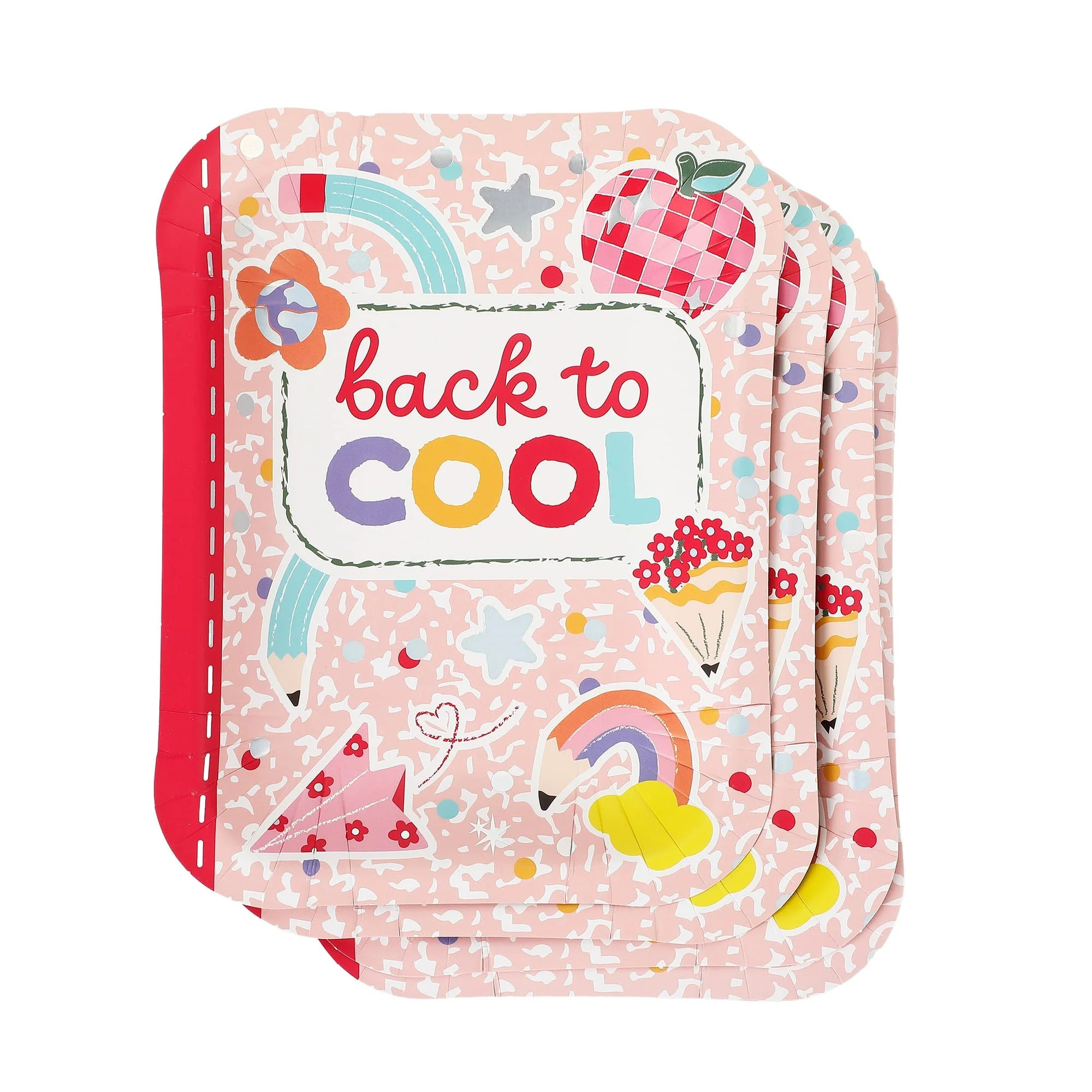 'Back to Cool' Notebook Dessert Plates (8" / 10 ct) | Packed Party