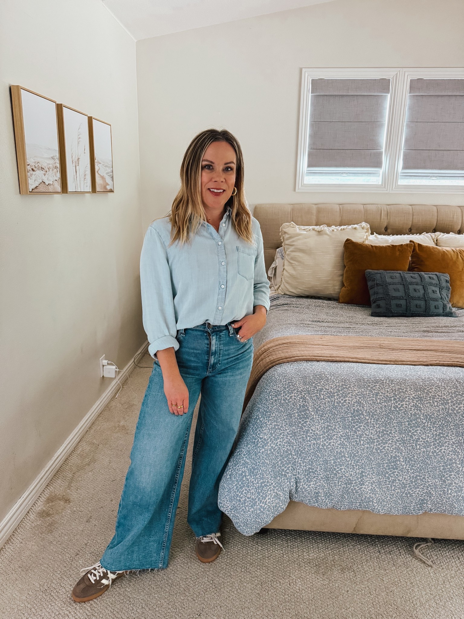 Classic chambray shirt and wide leg jeans

#LTKFindsUnder100 #LTKFindsUnder50 #LTKWorkwear