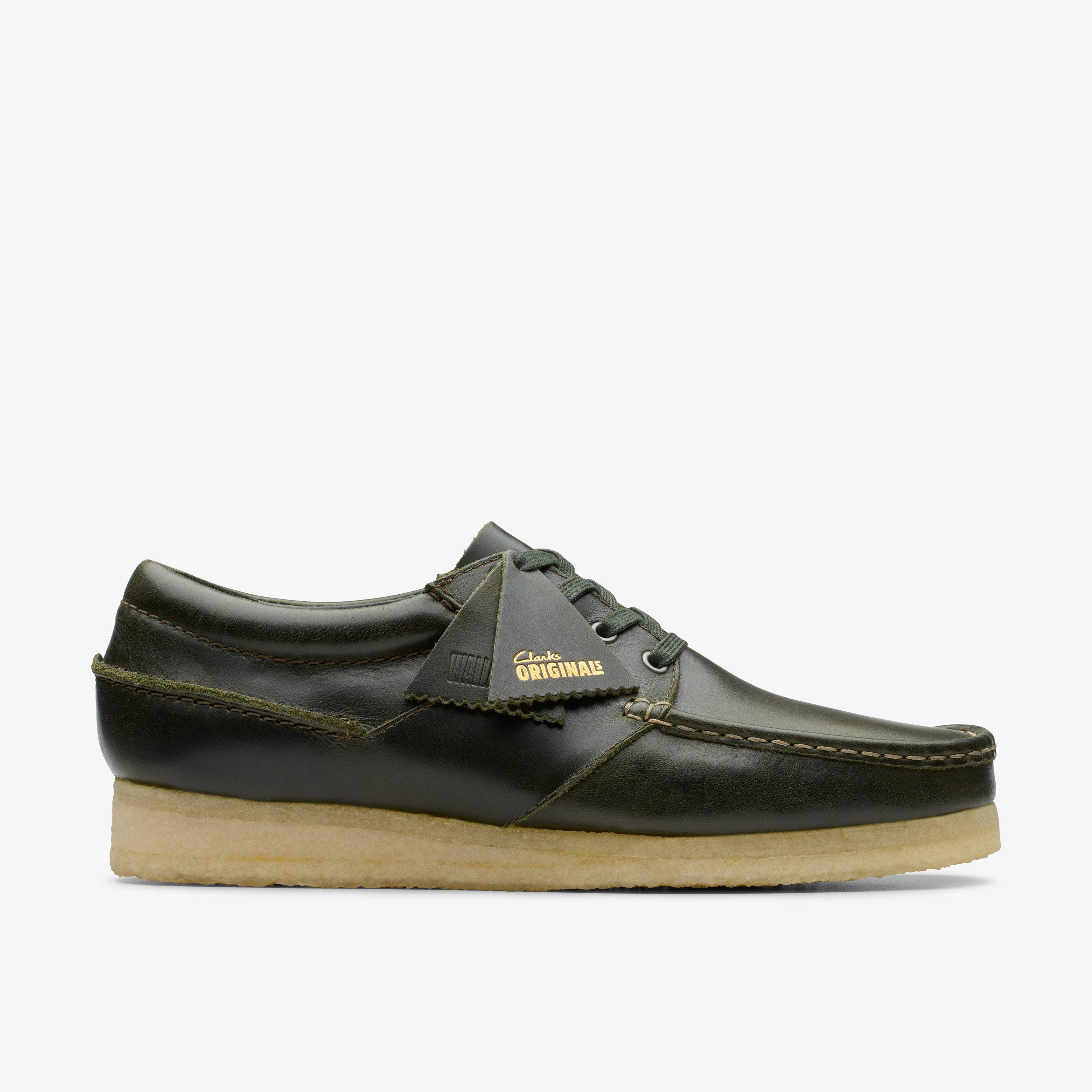 Mens Wallabee Boat Forest Green Leather Boat Shoes | Clarks US | Clarks (US)