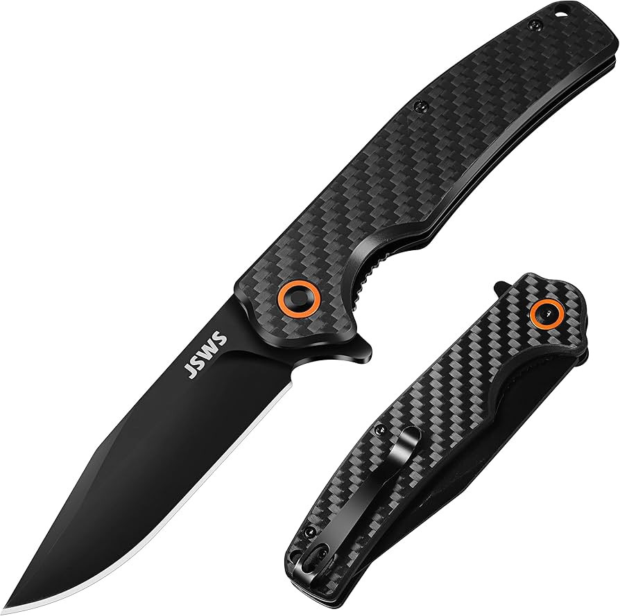 JSWS Folding Tactical Pocket Knife Lightweight Carbon Fiber Handle D2 Stainless Steel Blade with ... | Amazon (US)