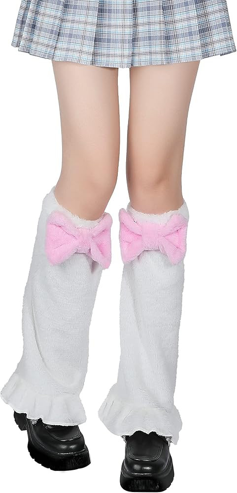 SATINIOR Kawaii Leg Warmer Fuzzy Fluffy Socks with Bow Cartoon Cosplay Leg Warmer Over the Knee S... | Amazon (US)