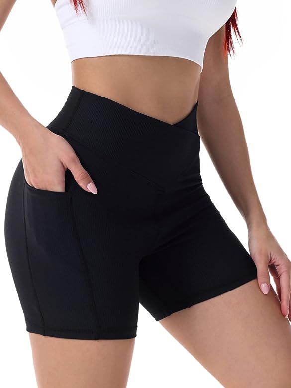 Sunzel 10" / 8" / 5" Biker Shorts for Women with Pockets, High Waisted Yoga Athletic Gym Workout ... | Amazon (US)
