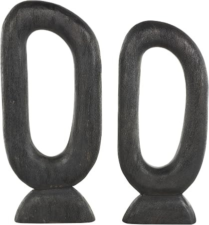 Deco 79 Mango Wood Abstract Decorative Sculpture Cutout Oval Home Decor Statues, Set of 2 Accent ... | Amazon (US)