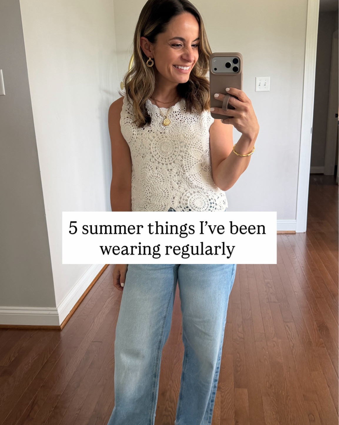 5 summer things I’ve been reaching for regularly! 

Jeans (AE): 00 short 
Crochet top (Abercrombie): xxs 
Gold Sandals (Sam Edelman): true to size 
Dress (Marine Layer): xs 
Romper (Nordstrom): xs 
Denim shorts (Target): xs
Tank top (Madewell): xxs

#LTKPetite