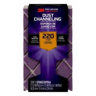 3M Pro Grade Precision 4-1/2 in. x 2-1/2 in. x 1 in. 220-Grit X-Fine Dust Channeling Sanding Spon... | The Home Depot