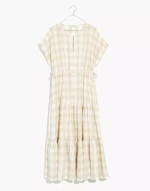 Button-Front Tiered Midi Dress: Undyed Gingham Edition | Madewell