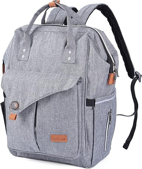 NeoTech Care Diaper Bag Backpack for Baby Girl/Boy, Wide Opening, Multifunction Organizing Pockets (Gray) | Amazon (US)