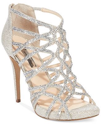 INC International Concepts Women's Sharee High Heel Rhinestone Evening Sandals, Only at Macy's | Macys (US)