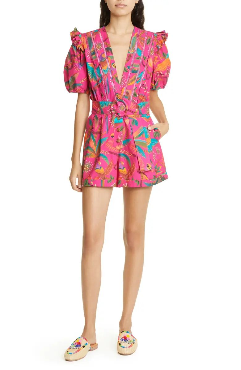 FARM Rio Macaw Party Belted Romper | Nordstrom | Nordstrom