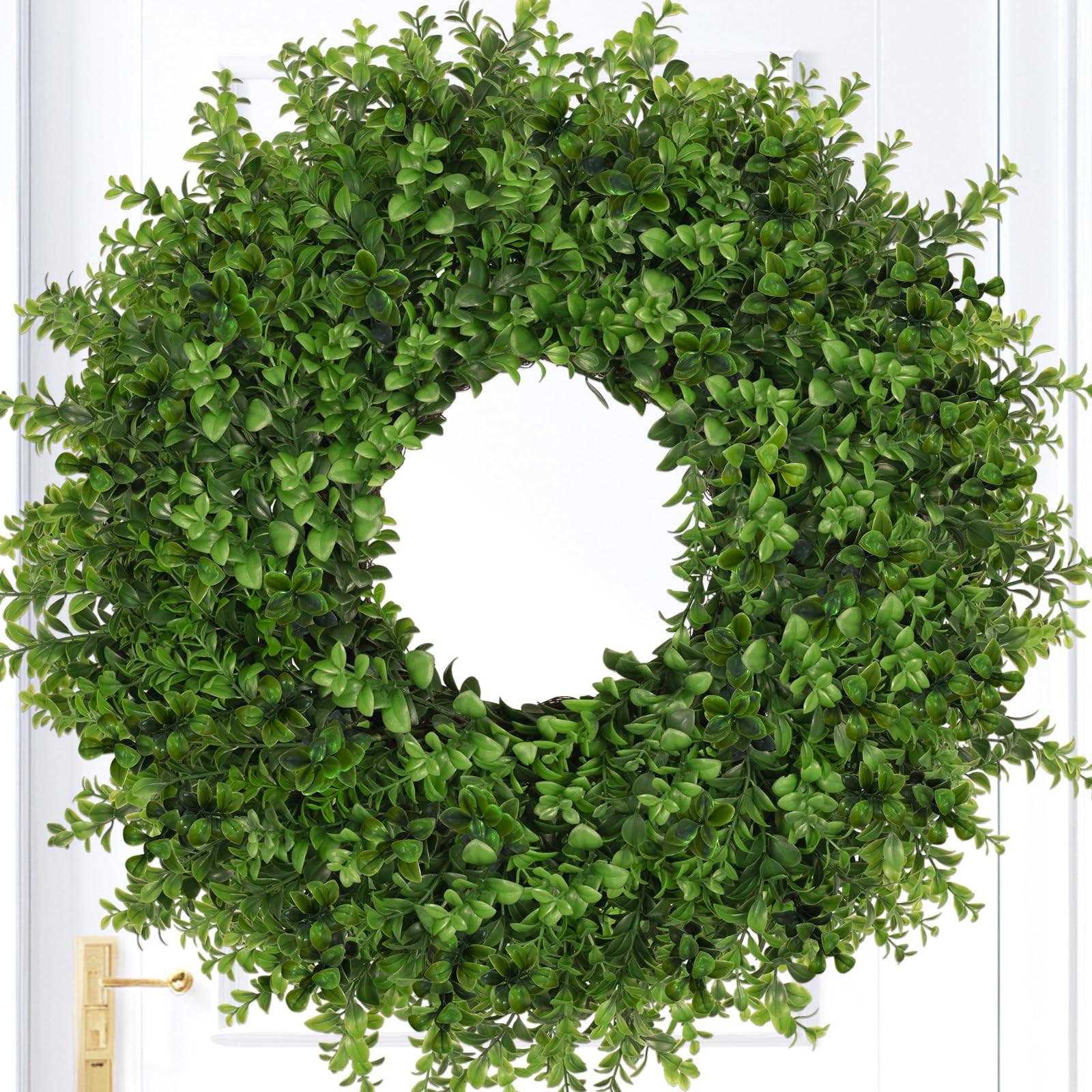 26 Inch Large Boxwoods Wreaths for Front Door Artificial Green Leaves Greenery Indoor Outdoor Wre... | Amazon (US)