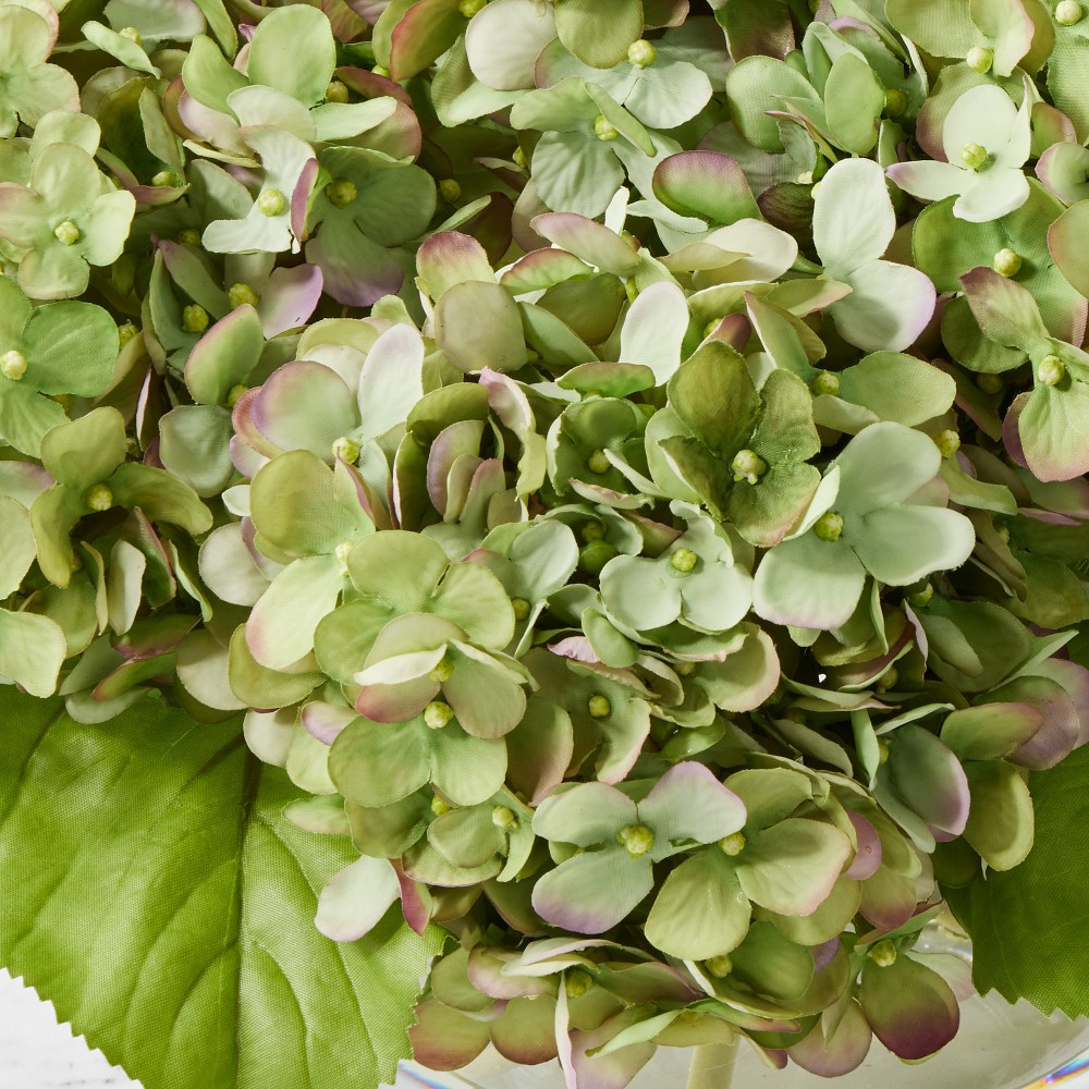 Faux Green &amp; Purple Hydrangea Arrangement in Glass Vase | Williams-Sonoma