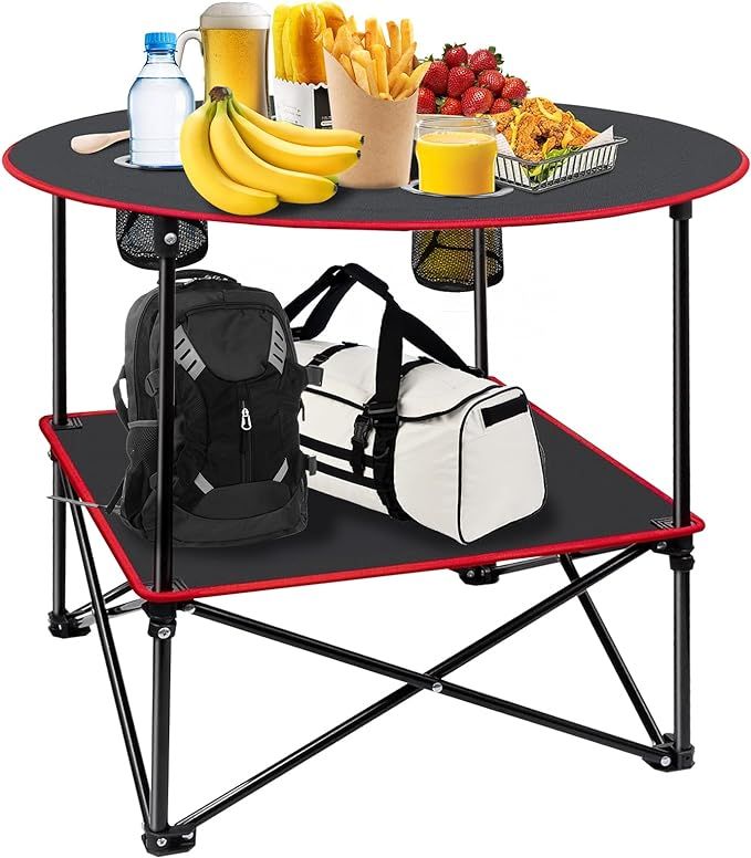 HiiPeak Camping Table, Folding Picnic Table with 4 Cup Holders and Carrying Bag, Portable Camp Ta... | Amazon (US)