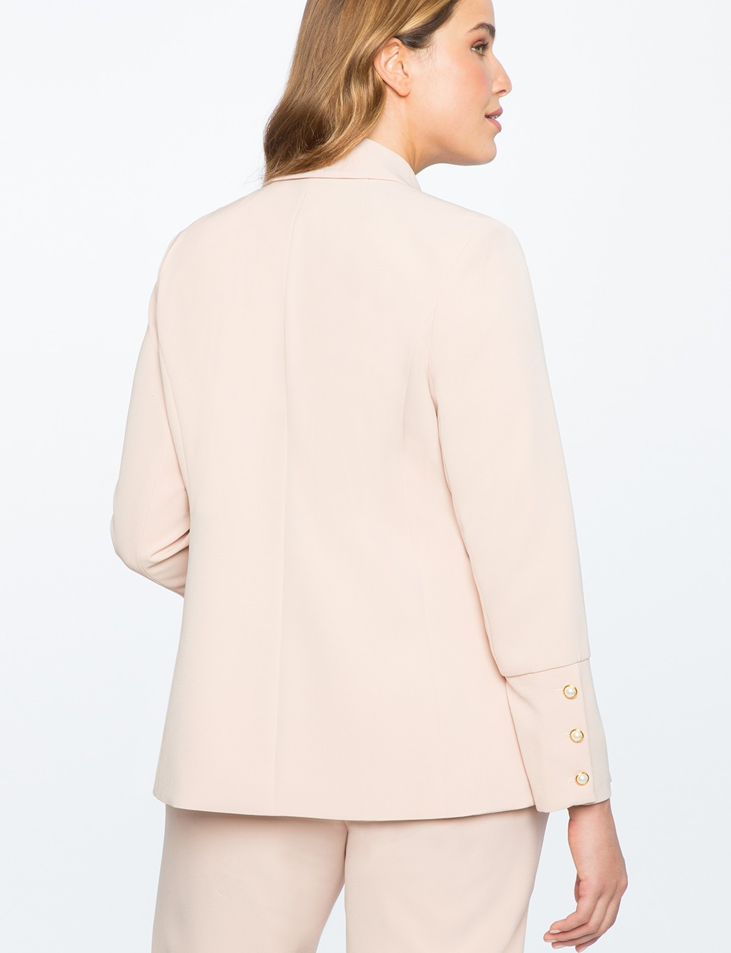 Pearl Button Double Breasted Blazer | Women's Plus Size Coats + Jackets | ELOQUII | Eloquii
