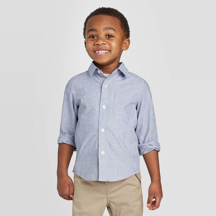 Toddler Boys' Dressey Woven Clipspot Button-Down Shirt - Cat & Jack™ Blue | Target