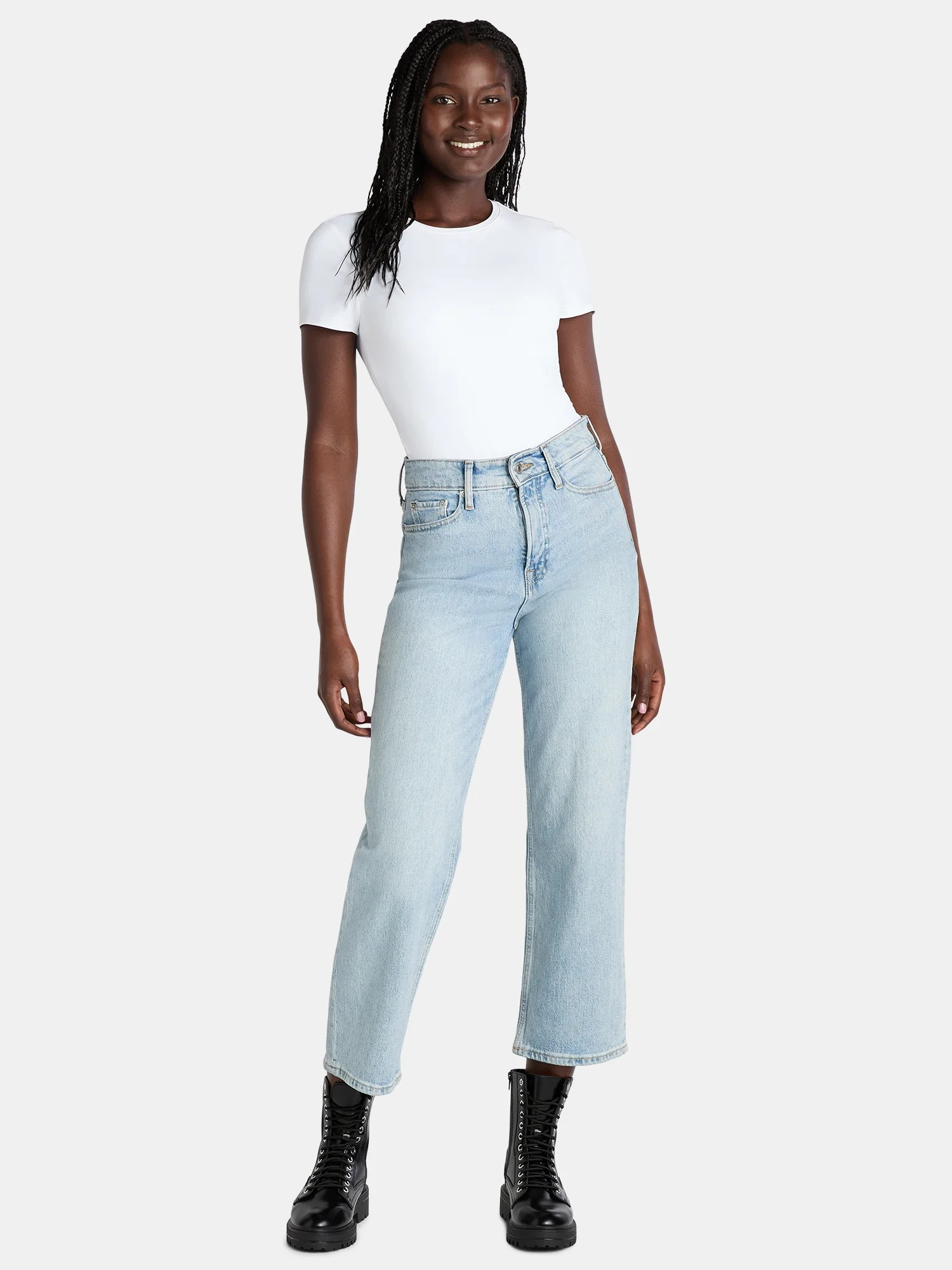 Time and Tru Women's Smoothing Tee with Short Sleeves, Sizes S-XXXL | Walmart (US)